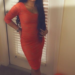 mid sleeve bodycon dress